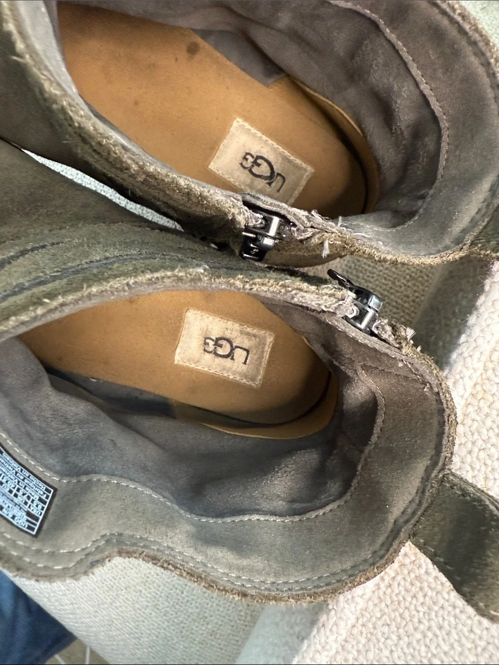 UGG Olive Green Suede Ankle Booties with Buckle Strap women’s 9.5